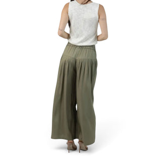 Olive Flat Front Wide Leg Pant