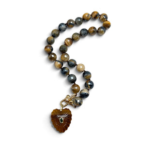 Tigers Eye Heart Charm Necklace