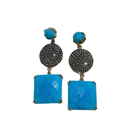 Diamond And Turquoise Earrings
