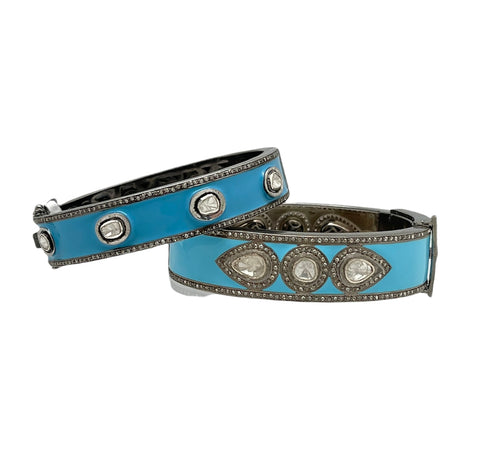 Diamond And Turquoise Enamel Bracelet