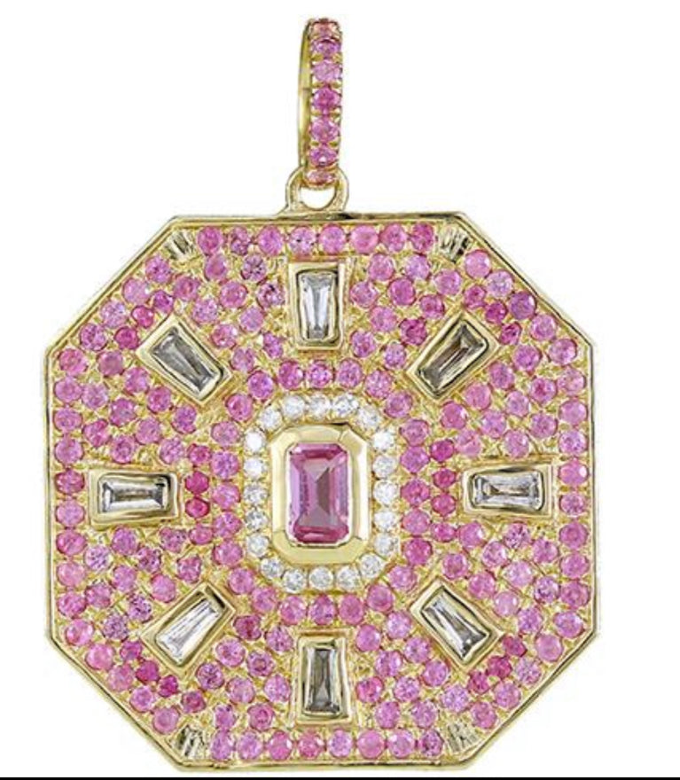 Pink Sapphire And  Diamond 14k Necklace