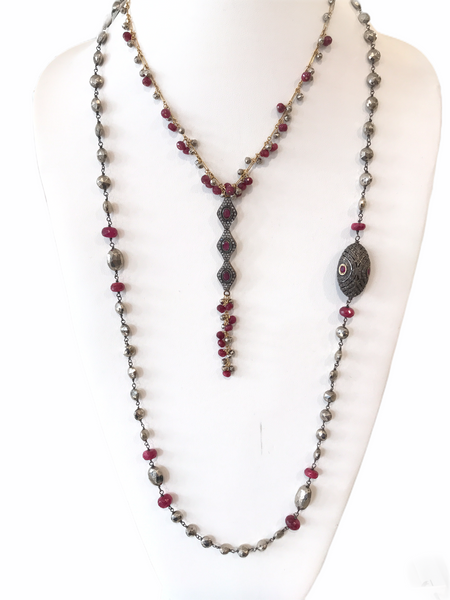 Layered Ruby And Diamond Necklace
