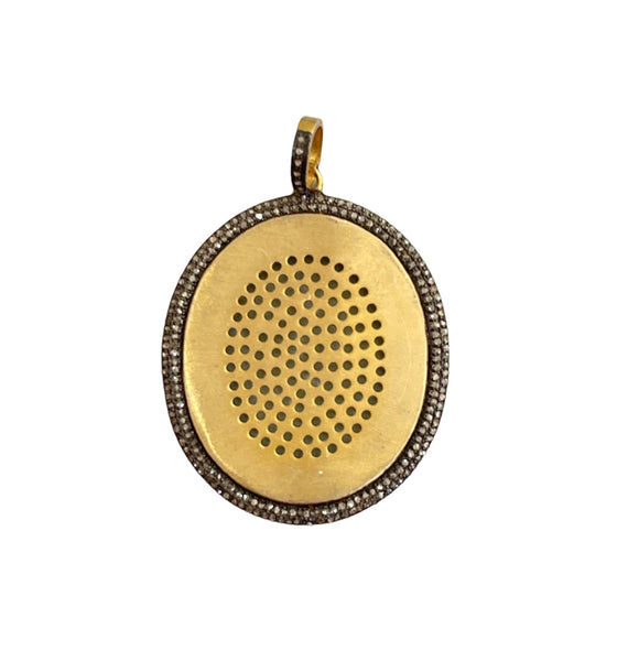 Two Tone Oval Diamond Pendant