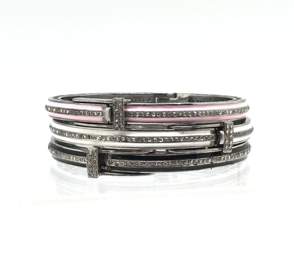 Thin Enamel And Diamond Bracelets