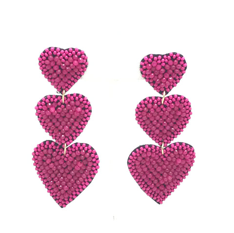 Beaded Heart Statement Earring