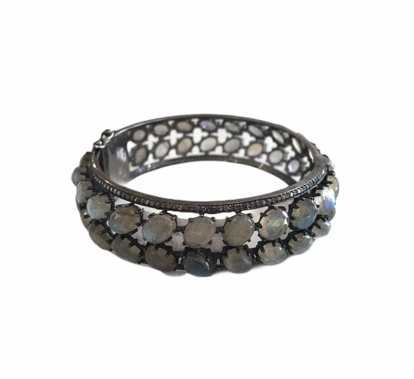 Double Diamond And Laboradite Bracelet