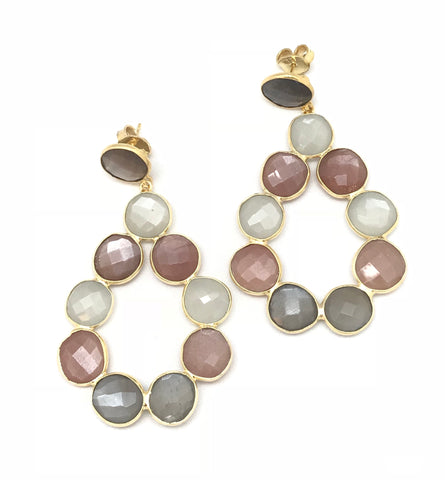 Multi Colored Moonstone Statement Earring
