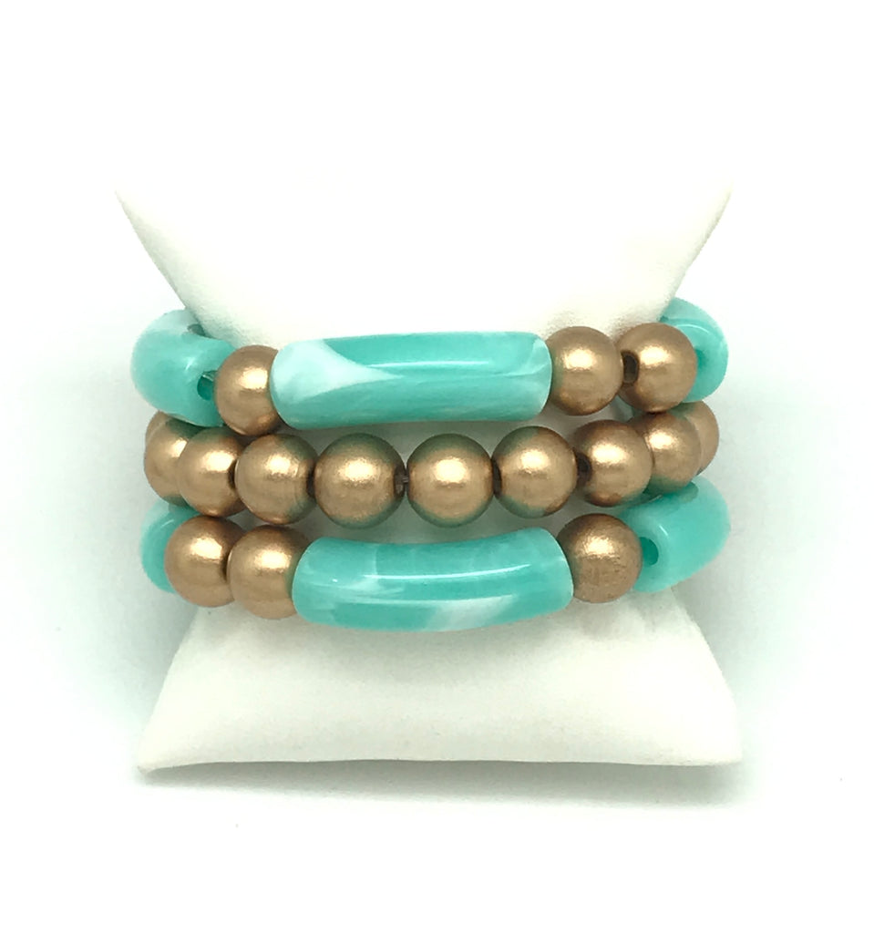 Turquoise And Gold Bracelet Set