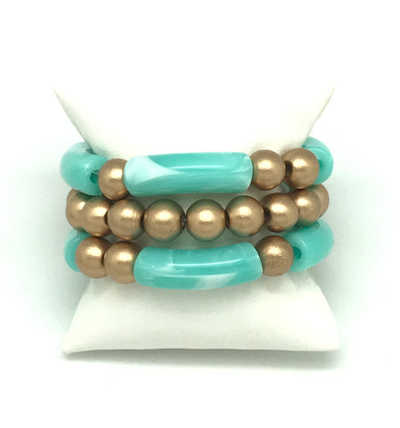 Turquoise And Gold Bracelet Set