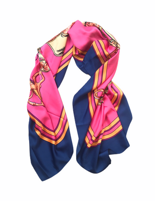 Fuchsia And Navy  Large Colorful Scarf