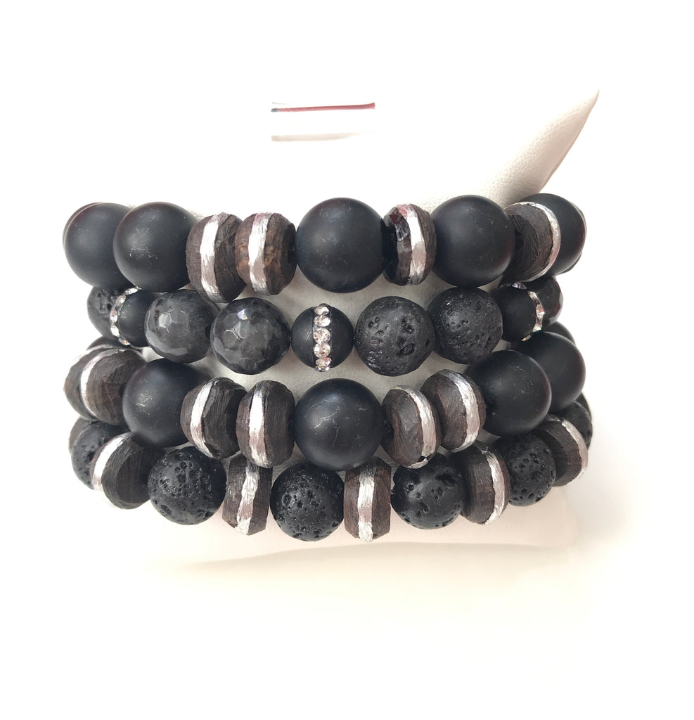 Black Lava Bracelet Set