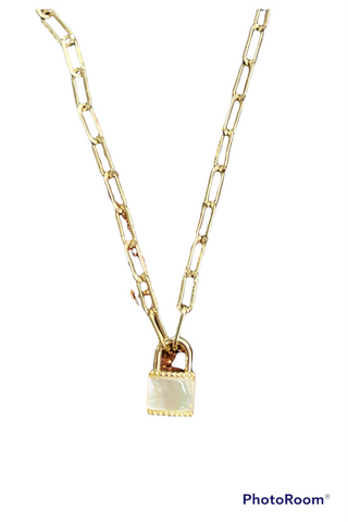 Mother Of Pearl Lock Necklace