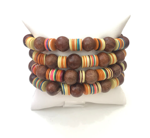 Colorful Wood Bracelet Set