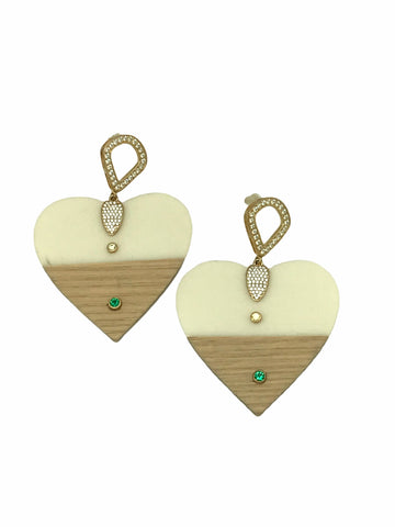 Wood Heart Earring