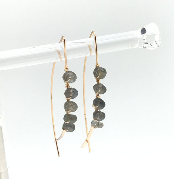 Gemstone Wired Thread Earring