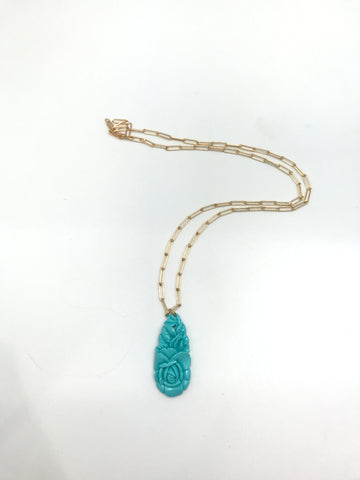 Long Turquoise Pendant Necklace