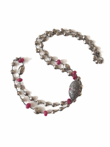Ruby And Pyrite Necklace