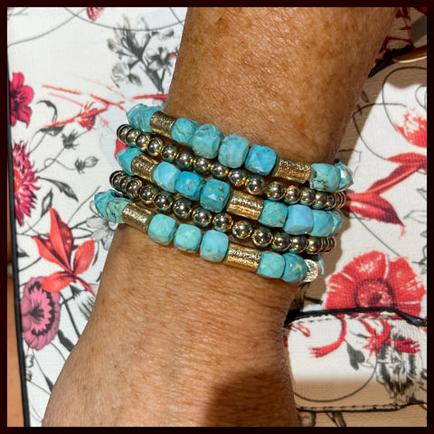 Cubed Turquoise Bracelet Set