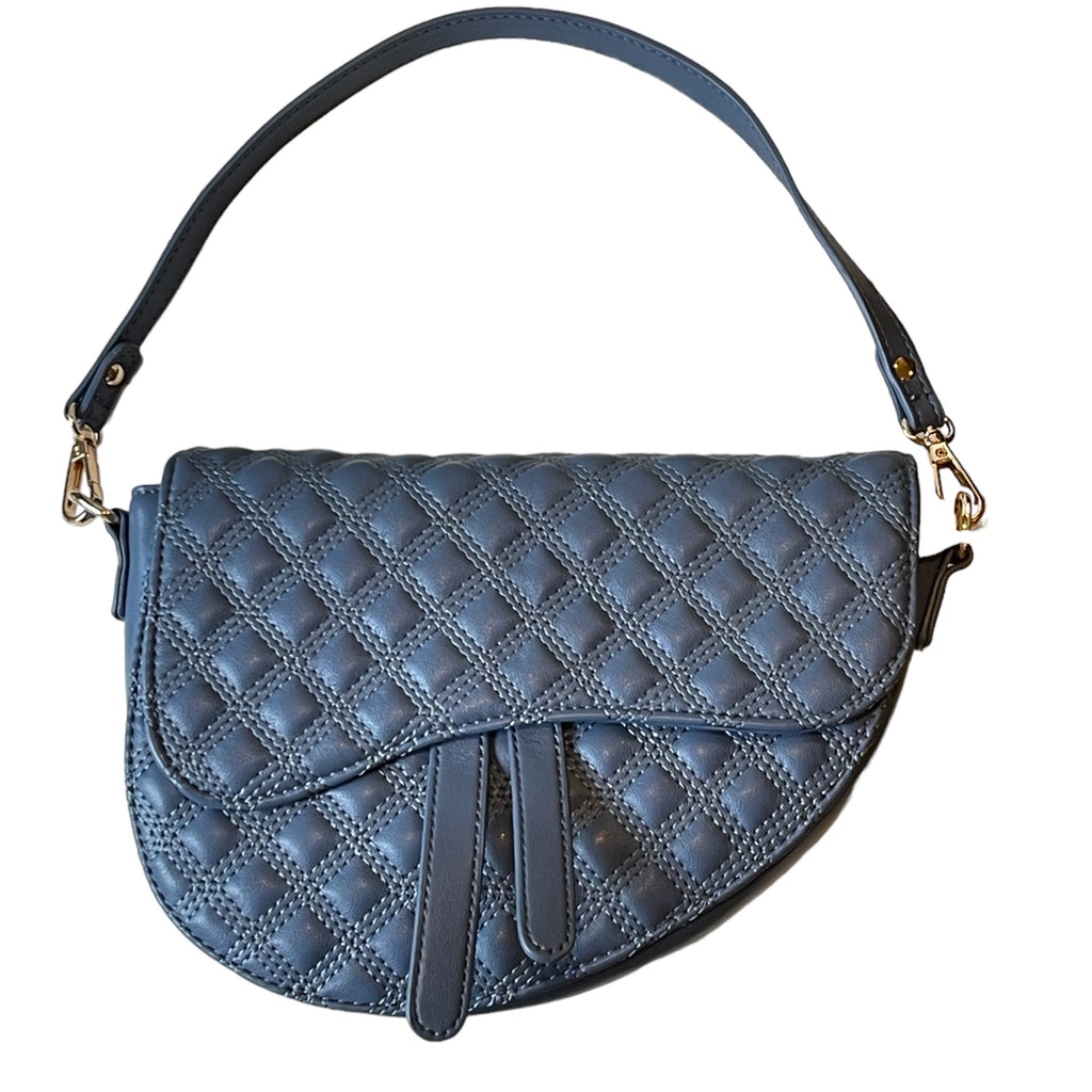 Leather Saddle Bag Leather Shoulder Bag Blue Crossbody Bag 