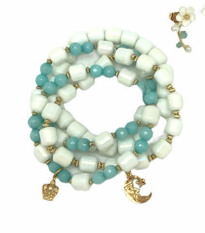 White And Blue Bracelet Set