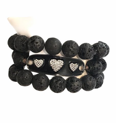 Black Lava Bracelet Set