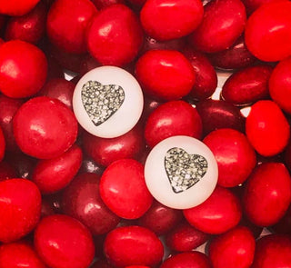 Pearl Stud with Diamond Heart