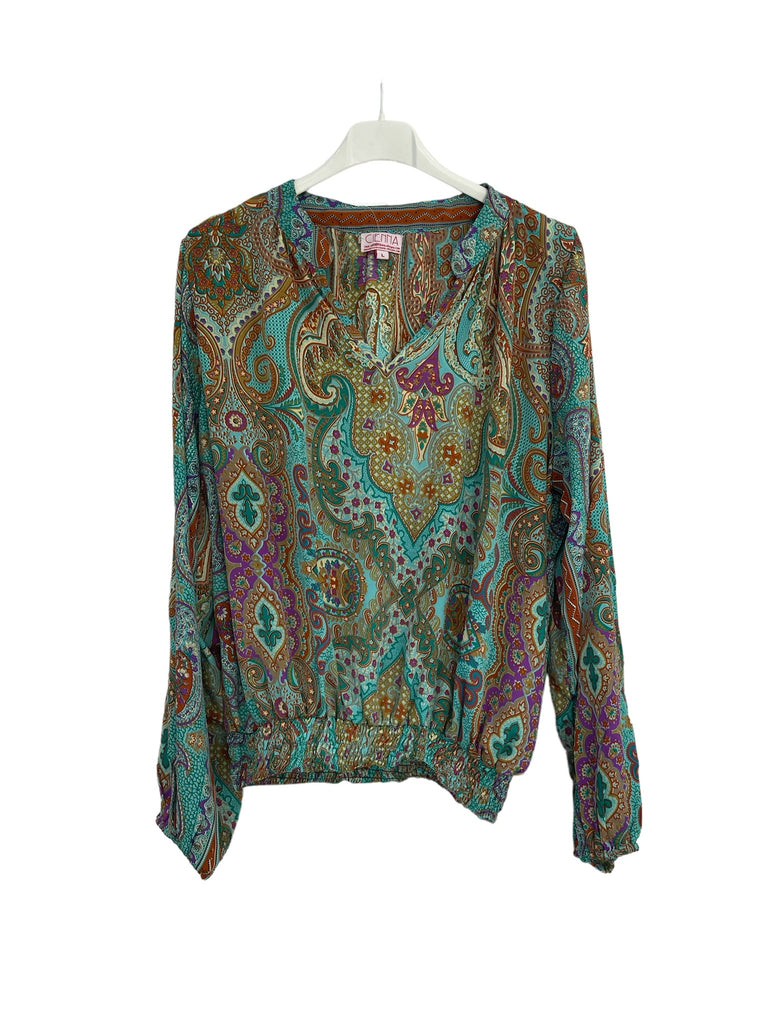 Teal Paisley Blouse