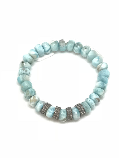 Larimar, Pearl  and Diamond Bracelet Collection