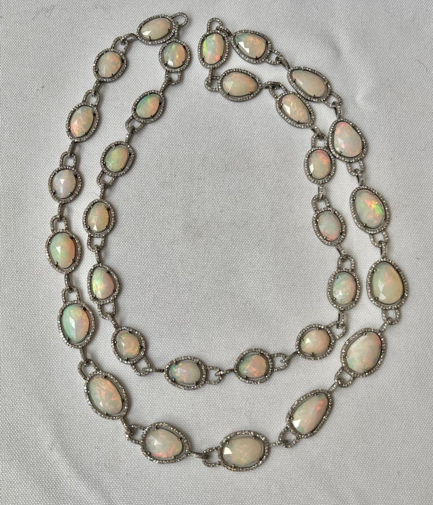 Opal And Diamond Long Necklace