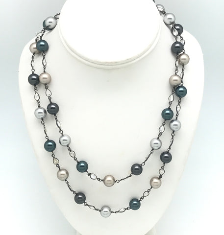 Shell And CZ Long Necklace