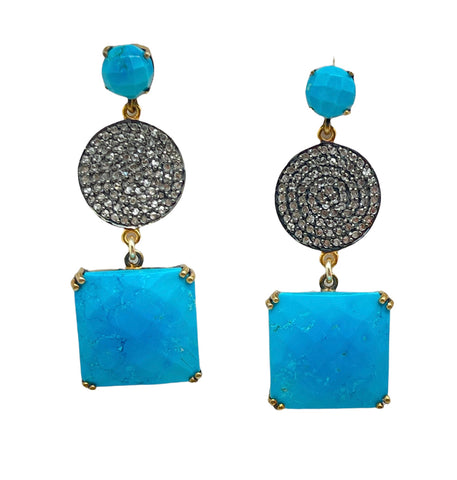 Turquoise And Diamond Earring