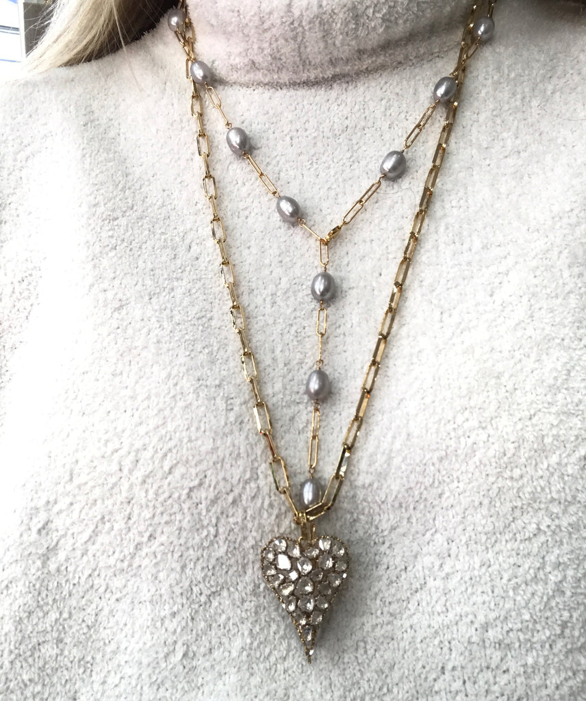 Pearl Paperclip Necklace