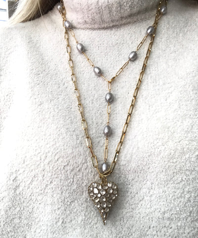 Pearl Paperclip Necklace