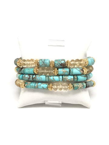 Turquoise And Citrine Bracelet Set