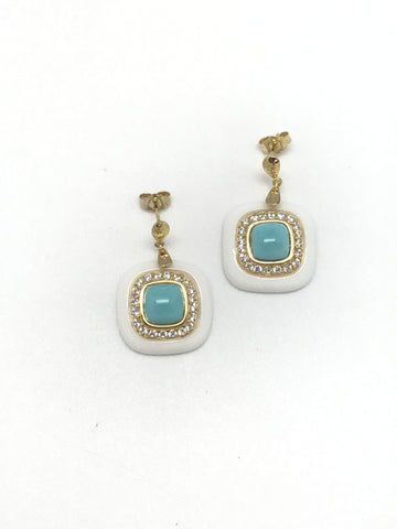 Turquoise and White Earring