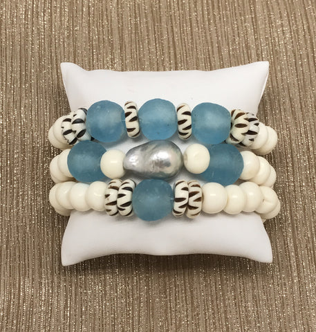 Sea Glass Bracelet Set
