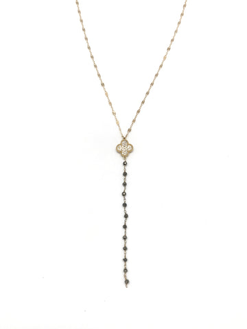 Gold and Pyrite Y Necklace